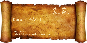 Koncz Pál névjegykártya